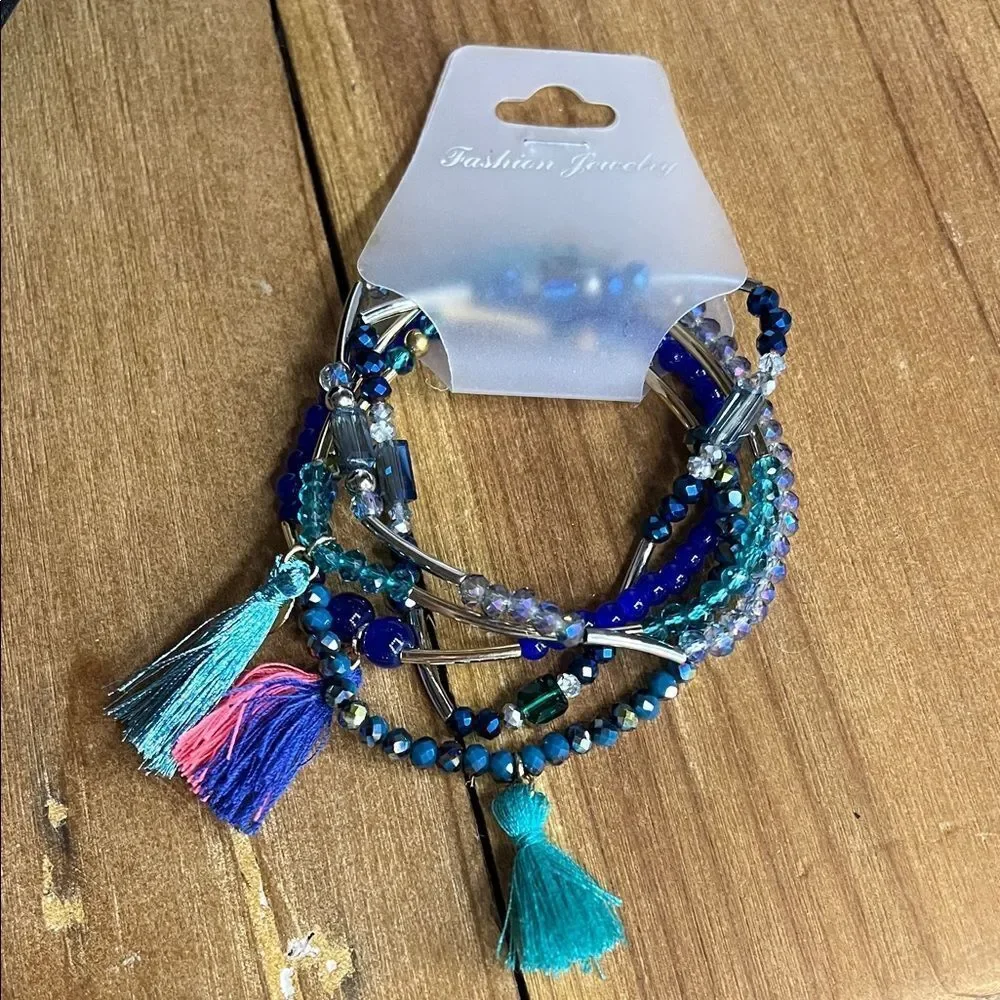 NWT Blue Stoned bangle bracelet set